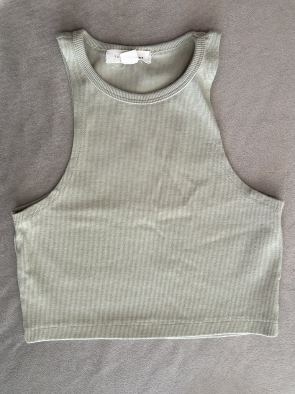 Basin + Range Rib Tank Cropped Racerbank Tank Top in SAGE GREEN size M